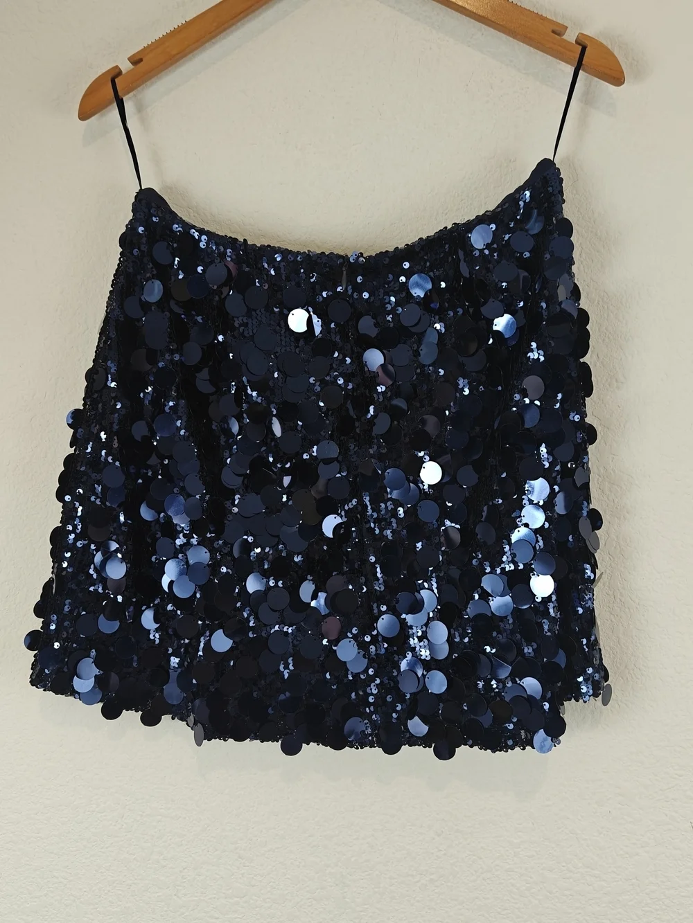 Sleek Amanda Uprichard Dale Seuqins Mini Skirt in Navy Blue Ink Size M, NWOT